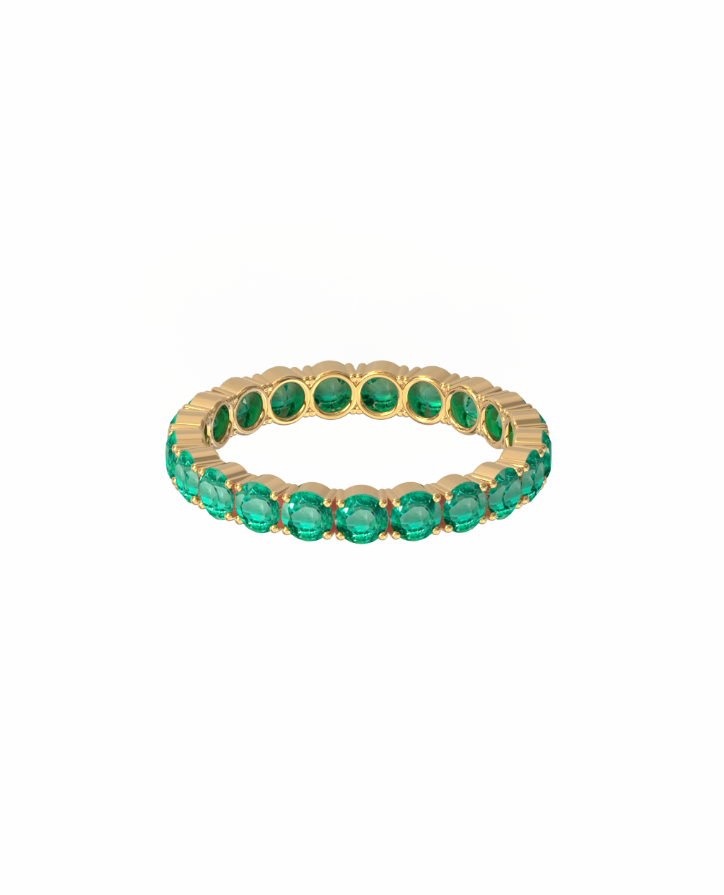 Anel Eternity Esmeraldas 3mm em Ouro 18k