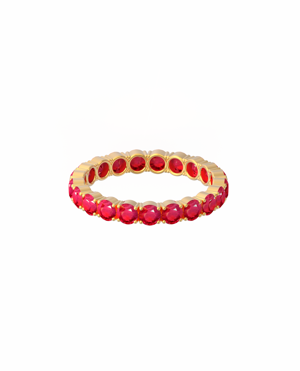 Anel Eternity Rubis 3mm em Ouro 18k