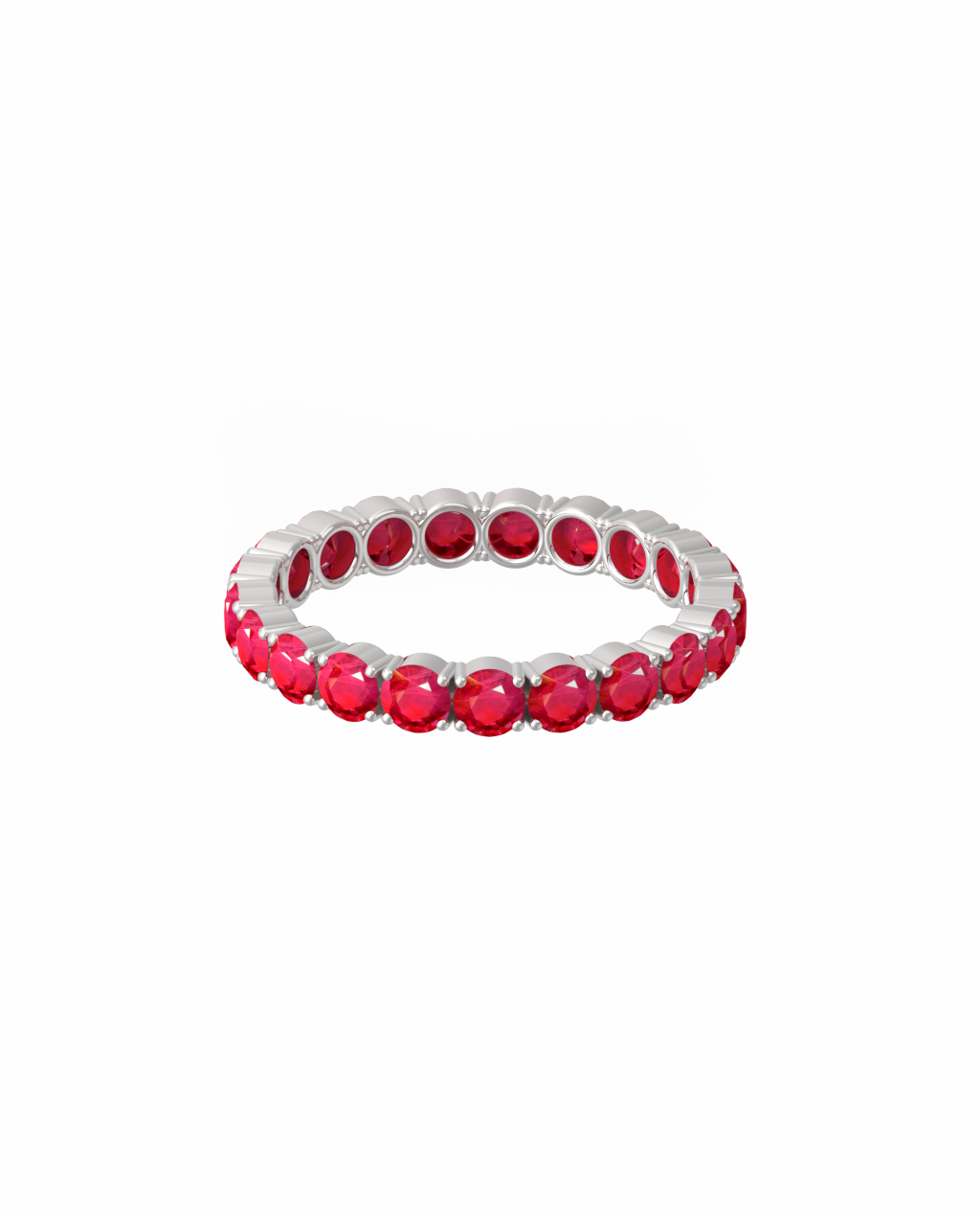 Anel Eternity Rubis 3mm em Ouro 18k