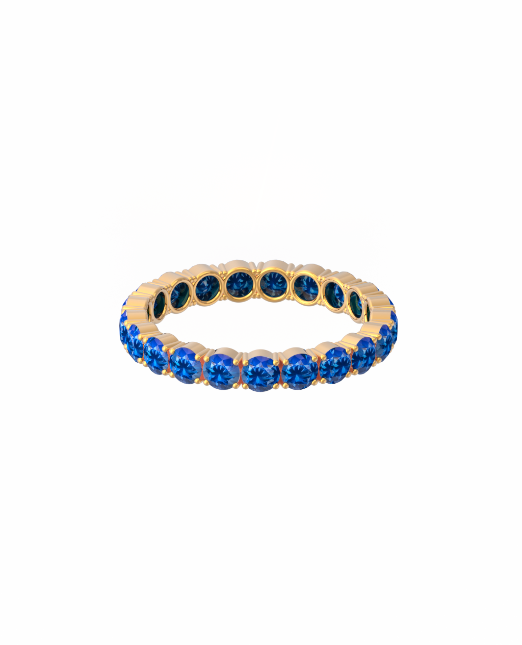 Anel Eternity Safiras 3mm em Ouro 18k