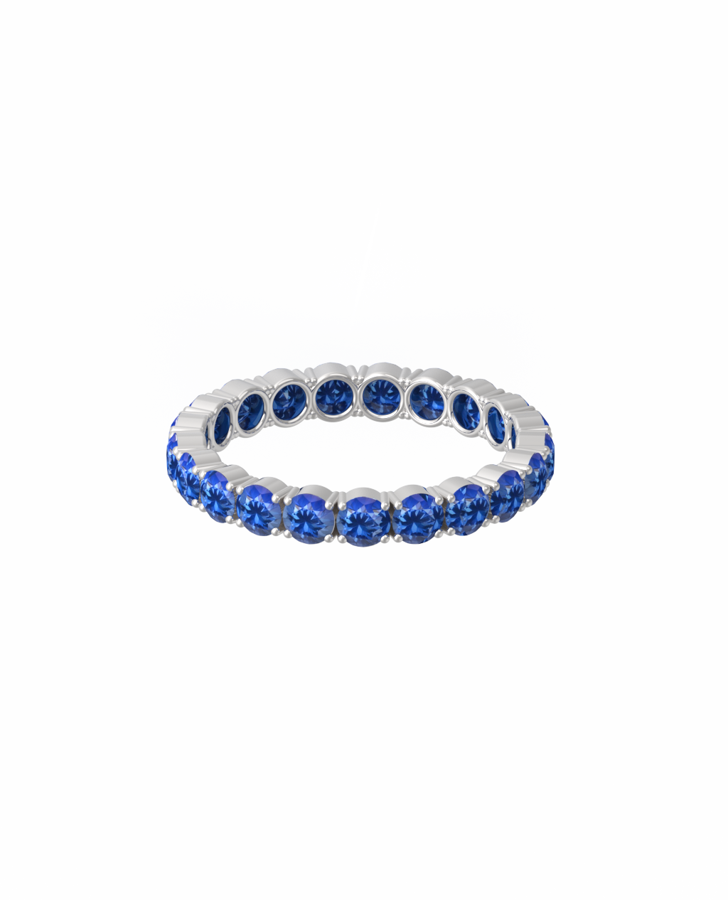 Anel Eternity Safiras 3mm em Ouro 18k