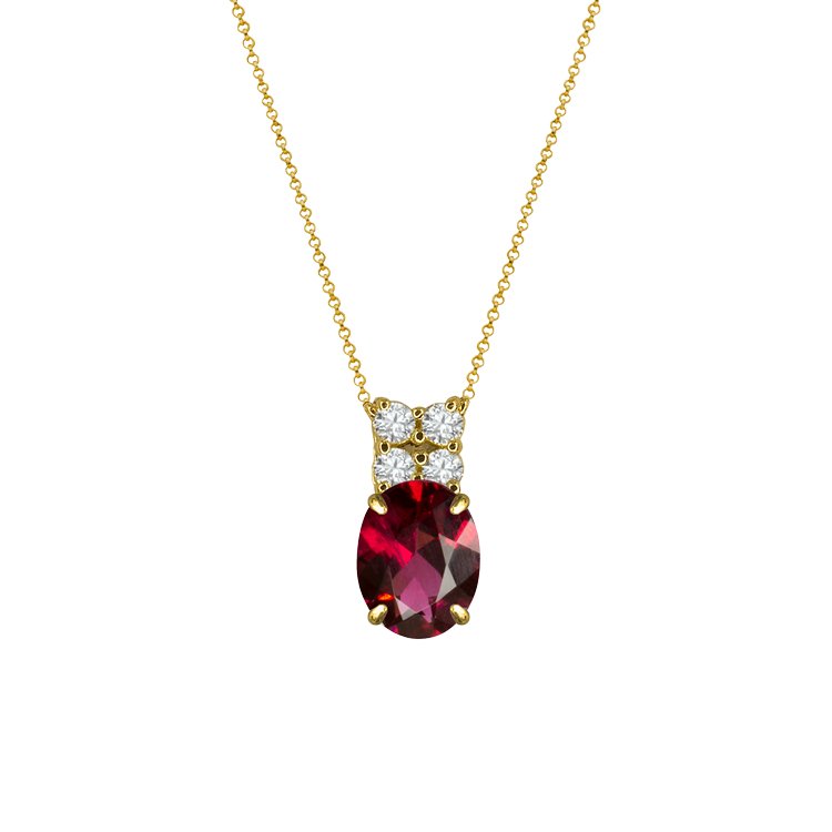 Colar Rubelita Oval + 4 Diamantes - Santé Joias