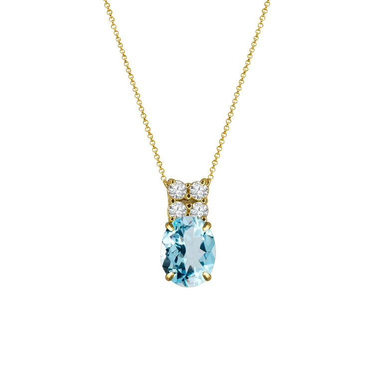 Colar Topázio Sky Oval + 4 Diamantes - Santé Joias