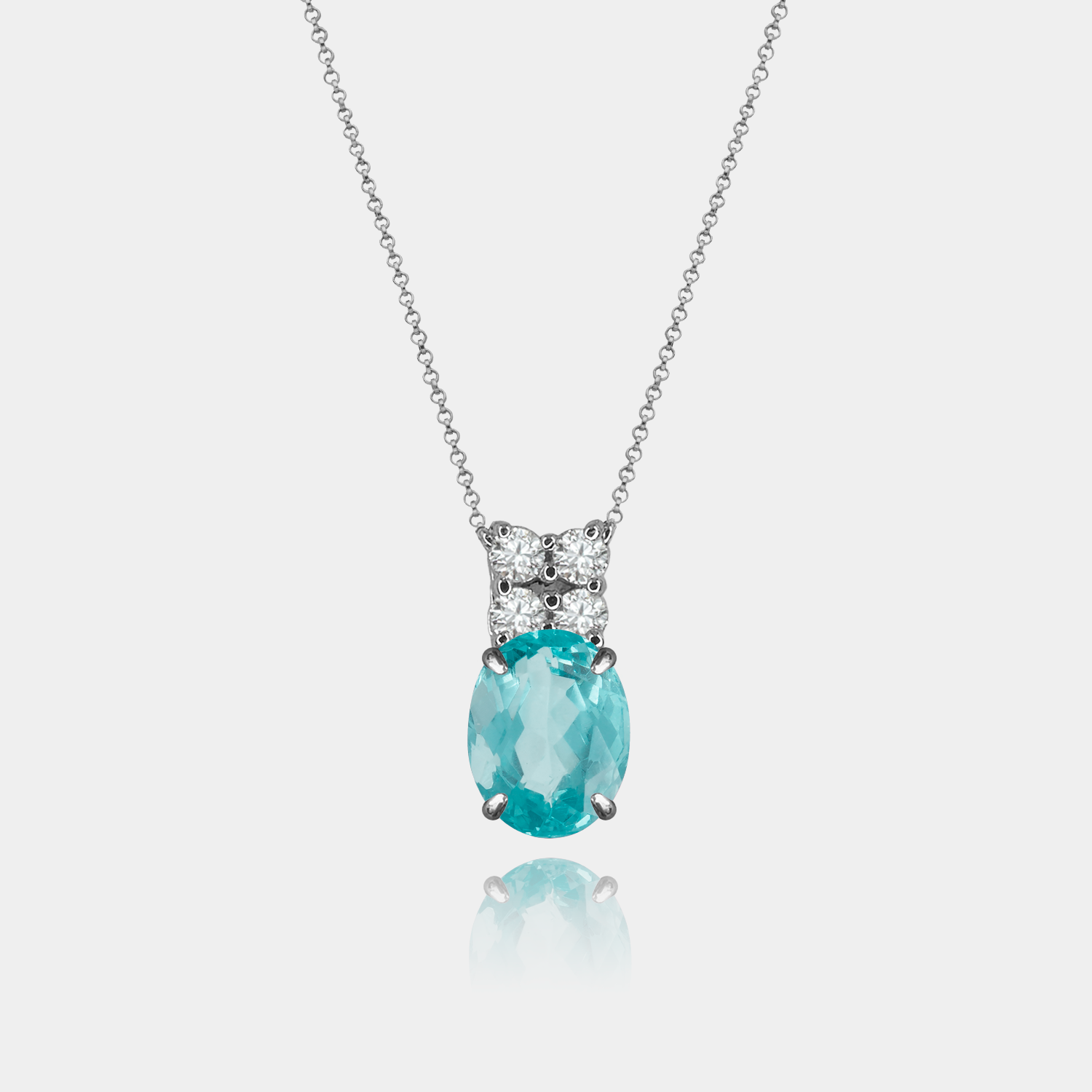 Colar Apatita + 4 Diamantes em Ouro 18k