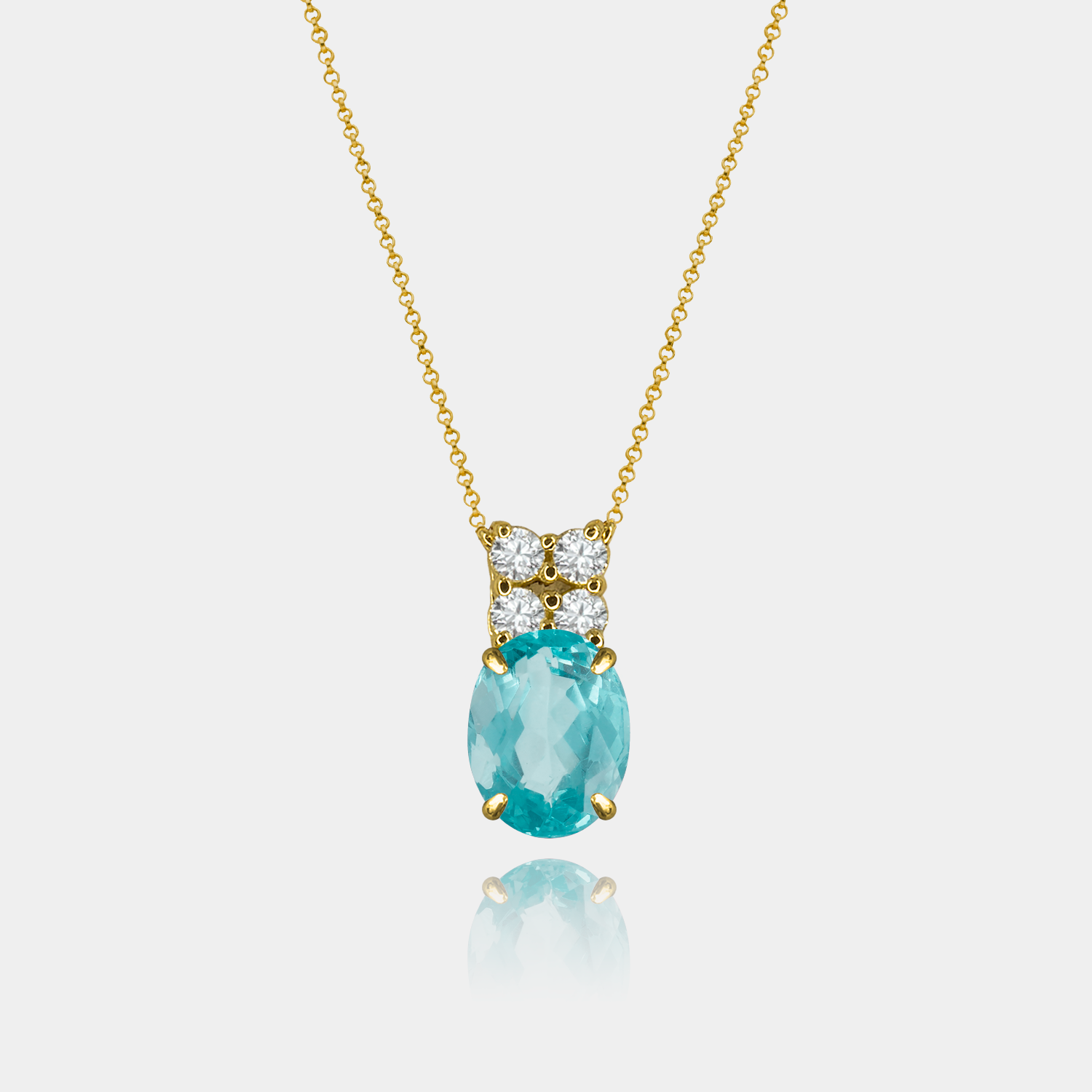 Colar Apatita + 4 Diamantes em Ouro 18k
