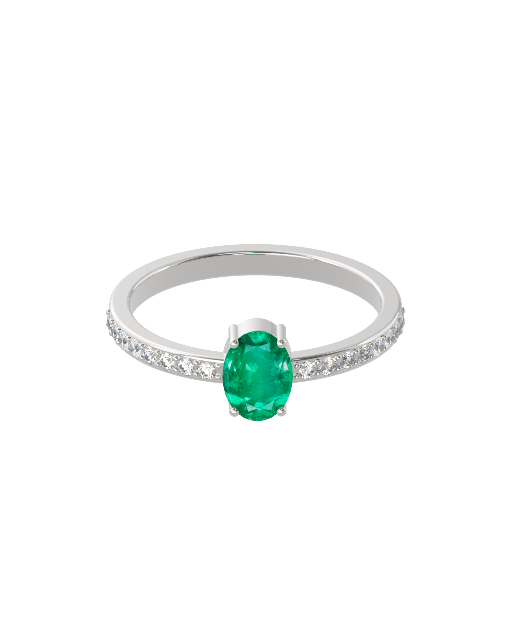Anel Esmeralda Oval + Diamantes