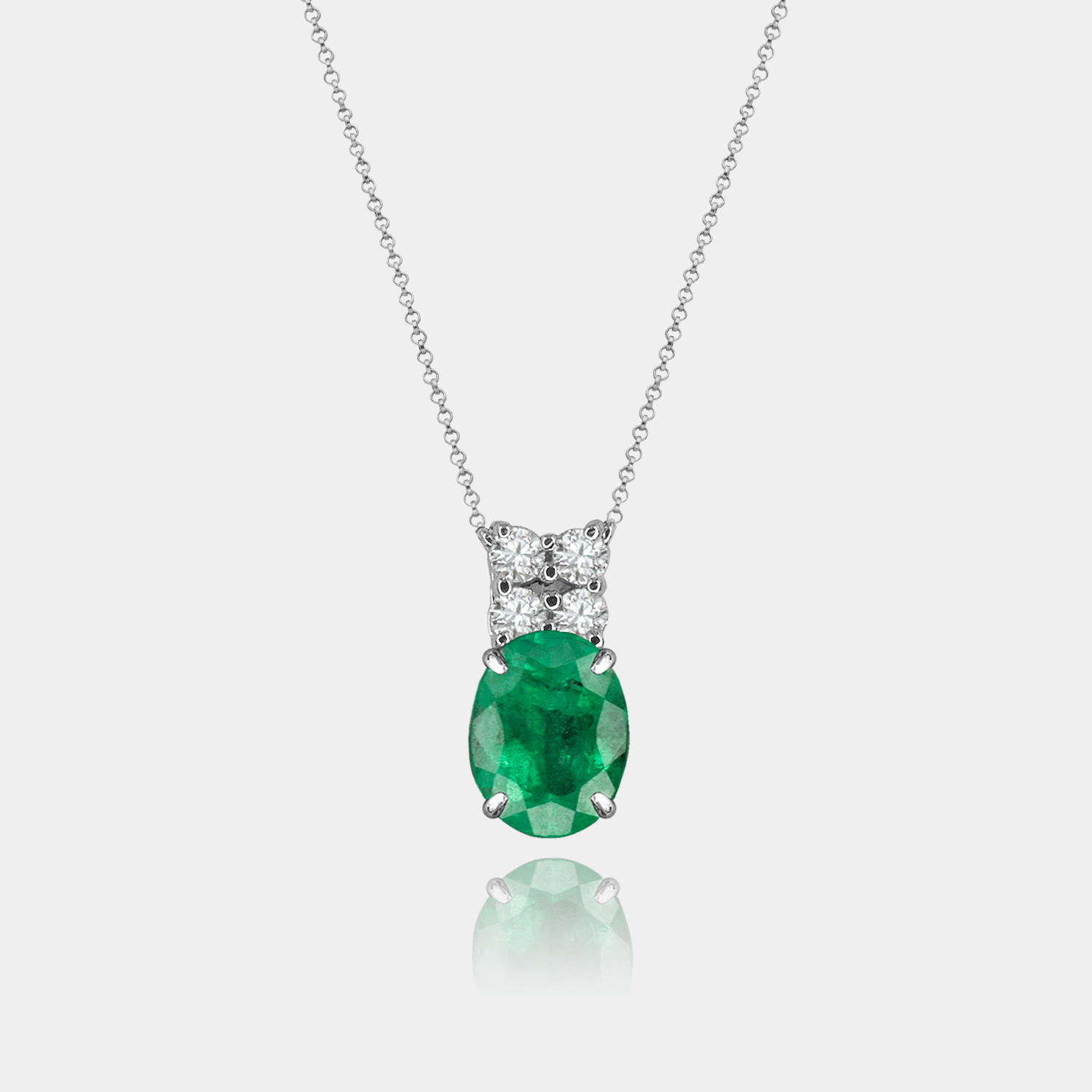 Colar Esmeralda Oval + 4 Diamantes
